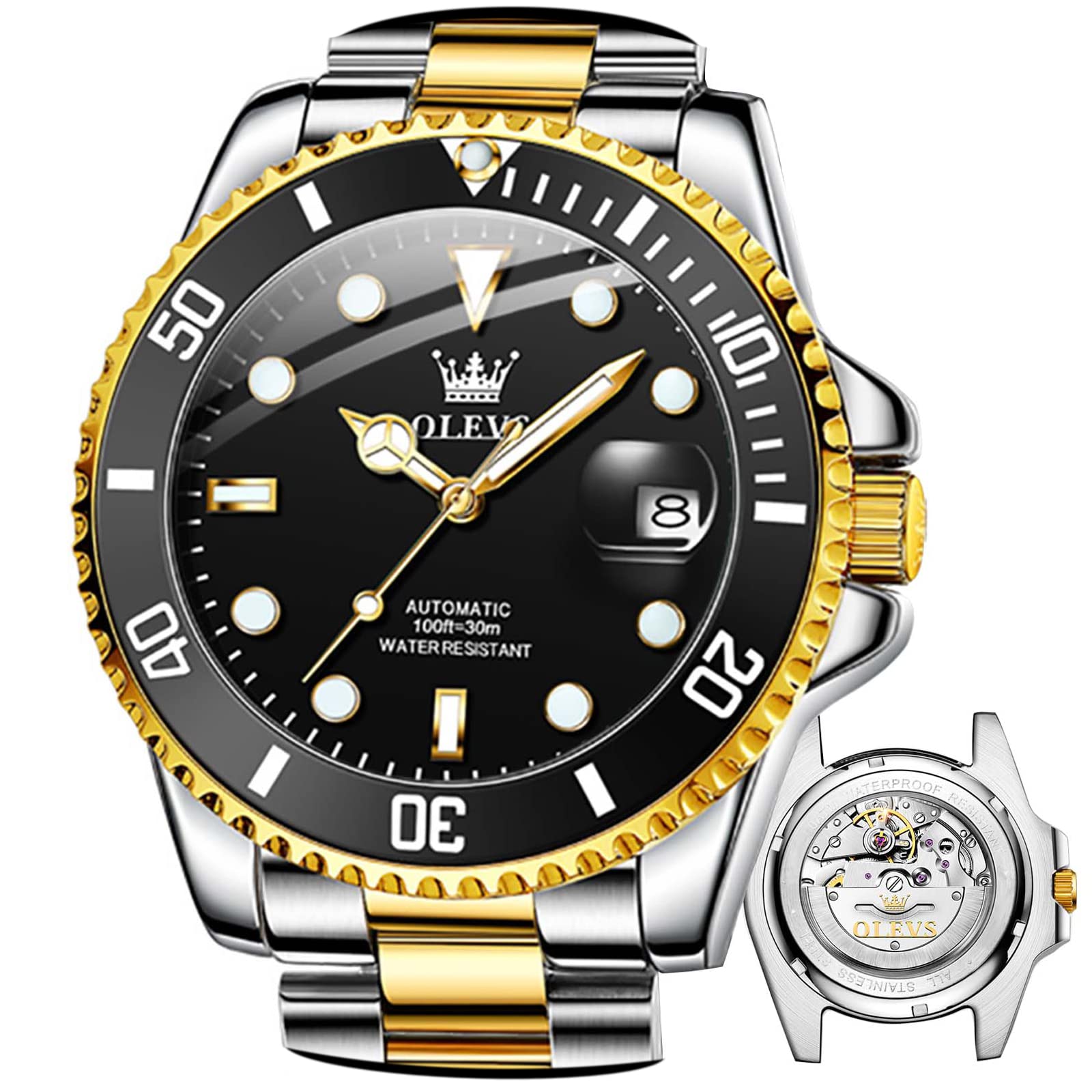 OLEVS Automatic Self-Winding Men's Luxury Watch - Stainless Steel Mechanical Timepiece for Business, Casual & Formal Occasions
