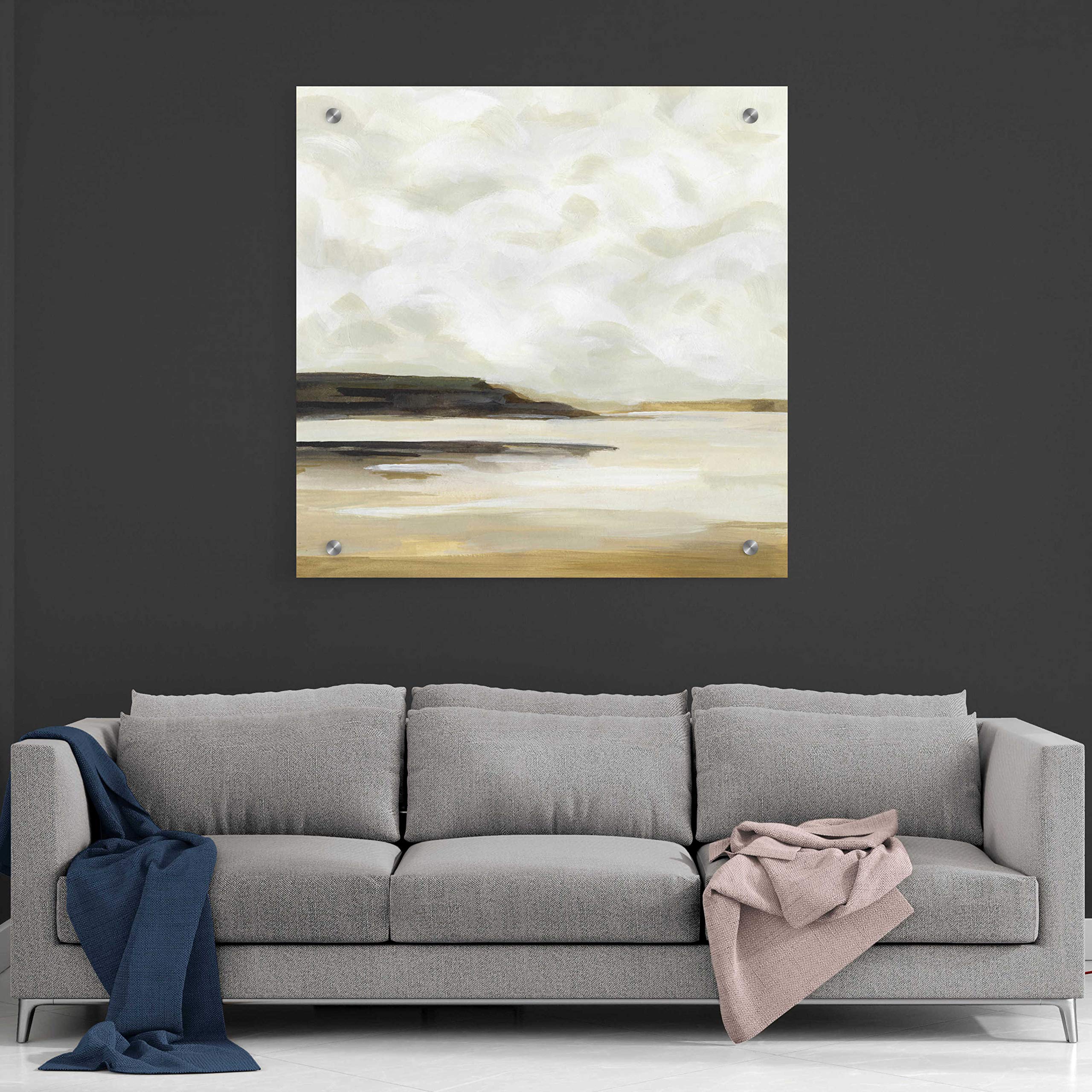 Victoria Borges 'Cloudy Coast I' Acrylic Wall Art Painting - 36x36 Inches Modern Coastal Decor for Living Room, Bedroom & Office