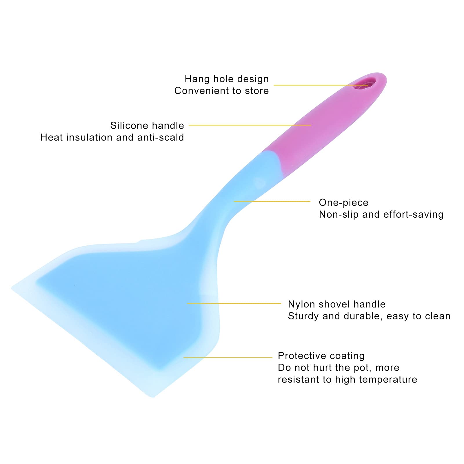 Non-Stick Silicone Spatula - Heat Resistant Cooking Turner for Pancakes, Tamagoyaki, Pizza & Steak - Blue Wide Kitchen Utensil - Perfect for Flipping, Scraping & Serving in Home Kitchens & Restaurants
