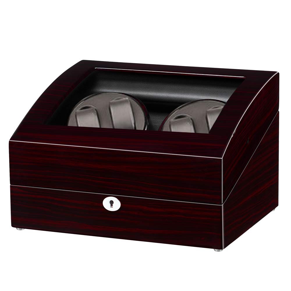 JQUEEN Automatic Watch Winder with Quiet Motor - 10 Watch Storage Case (4+6 Capacity) with Soft Flexible Pillows | Perfect for Watch Collectors & Luxury Timepiece Display at Home/Office