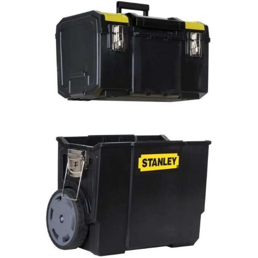 STANLEY 2 in 1 Rolling Toolbox with Pull Handle | Detachable Tool Organizer | Portable Tote Tray for Tools, Small Parts & Accessories | Heavy-Duty Construction (Model 1-70-327) | Perfect for Job Sites, Workshops & DIY Projects