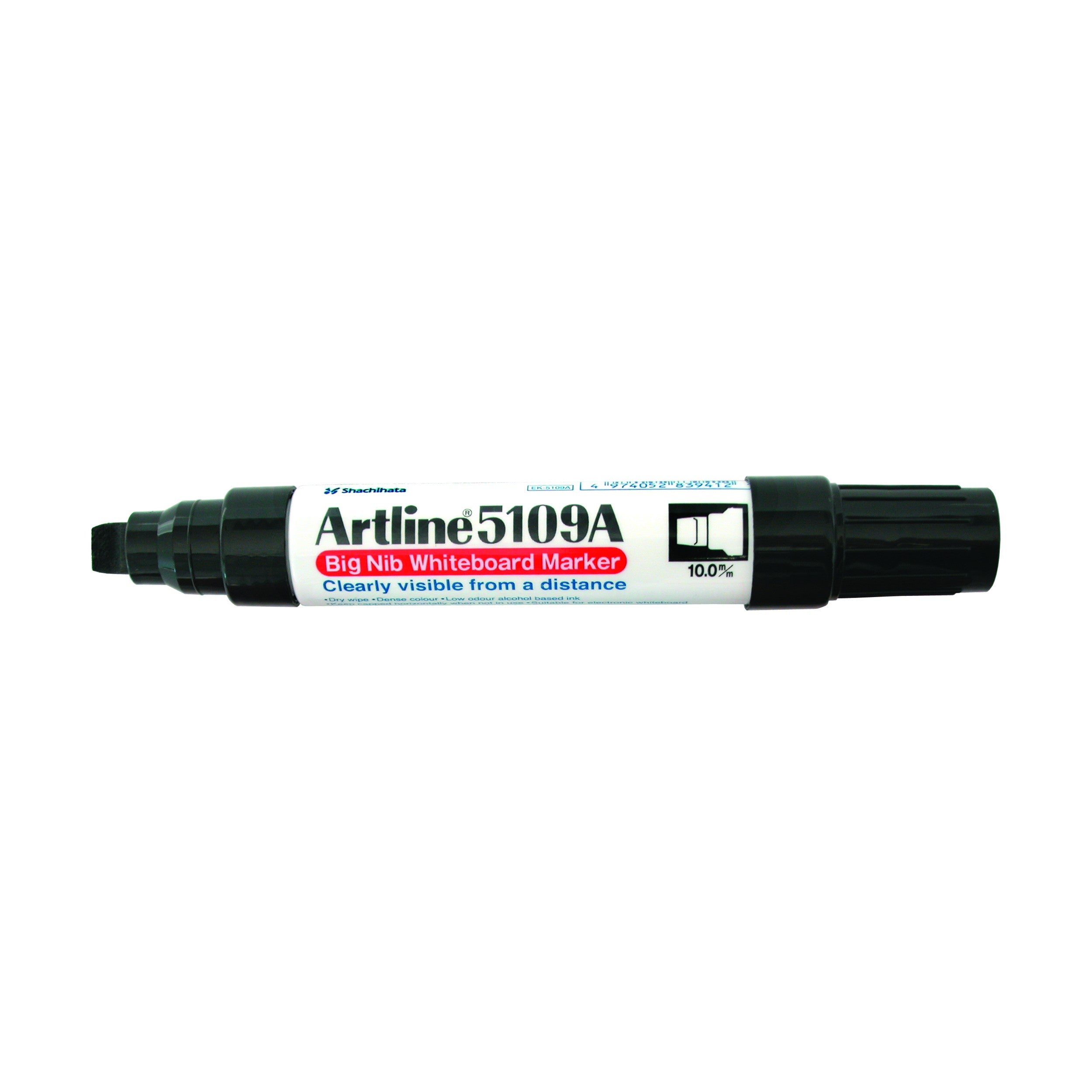 Artline 5109A Whiteboard Marker - 10mm Chisel Tip Black Dry Erase Markers for Office, Classroom & Home Use - Ideal for Whiteboards, Glass Boards & Presentations
