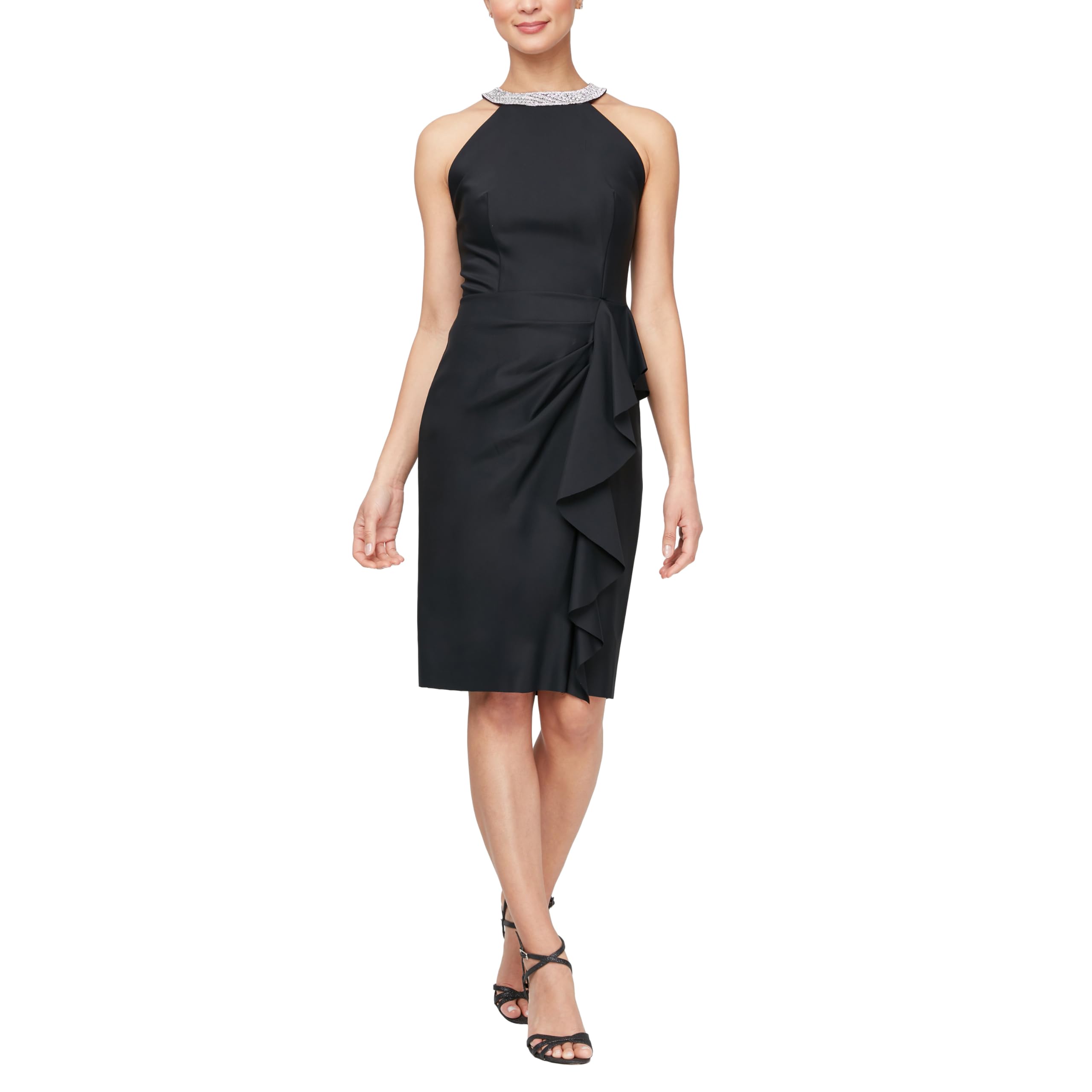 Alex Evenings Women's Slimming Stretch Halter Neck Cocktail Dress - Formal Evening Gown for Wedding Guest, Party, Prom & Special Occasions
