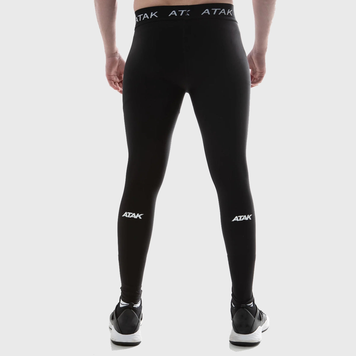 Atak Sports Men's Compression Tights - Black Performance Leggings for Running, Workout & Gym - Moisture Wicking & Muscle Support Activewear