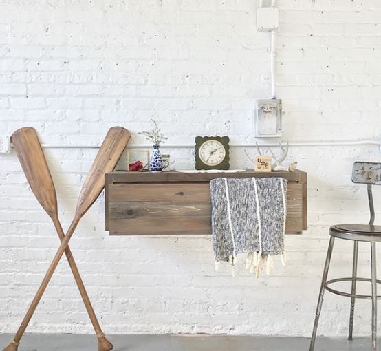 Floating Entry Table with Wide Drawer | Rustic Modern Design | Made in USA | Perfect for Small Spaces, Entryways & Contemporary Home Decor