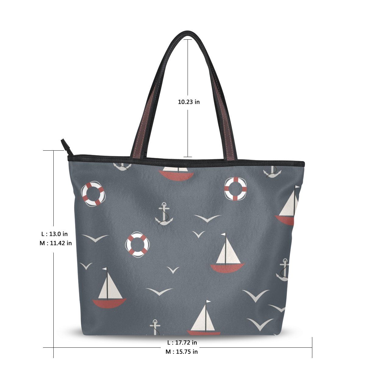 Large Beach Travel Tote Bag - Waterproof Nautical Navy Blue with Anchor Print - Perfect for Vacation, Pool Day & Summer Outings