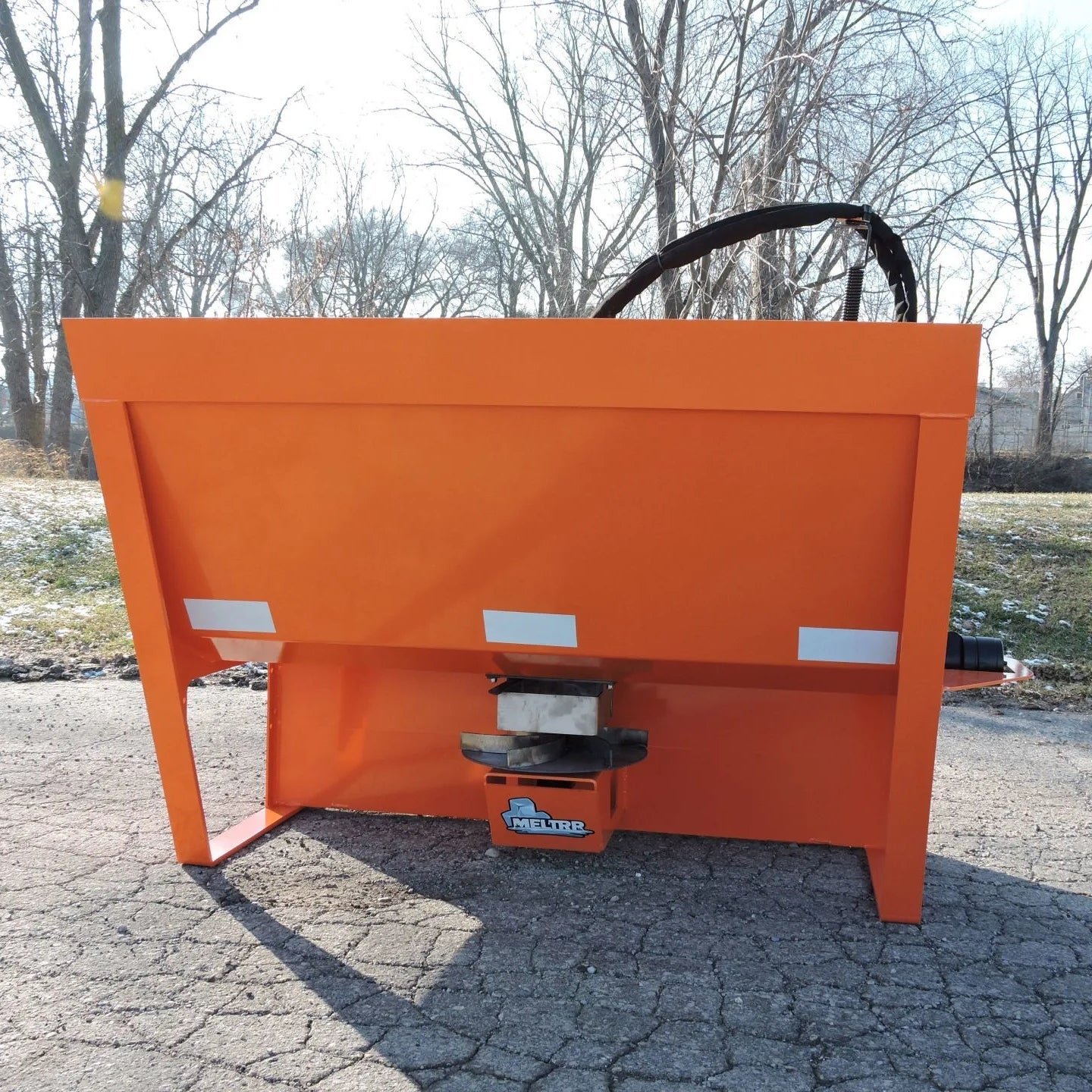 Berlon Meltrr Skid Steer Salt Spreader - Heavy Duty Snow & Ice Melter Spreader for Winter Driveway, Parking Lot & Road Maintenance