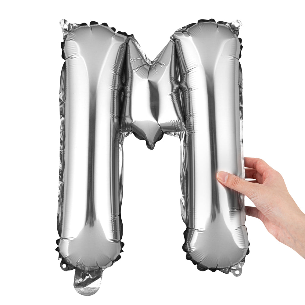 Balloonify Silver Mylar Letter M Balloon - 16 Inch Large Foil Alphabet Balloon for Birthday Party Decorations, Wedding, Baby Shower & Graduation Celebrations