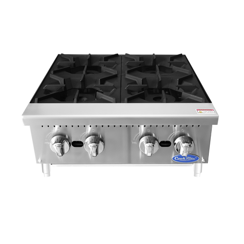 Atosa CookRite 24-Inch 4-Burner Commercial Countertop Hot Plate - 128,000 BTU Natural Gas Range for Restaurant & Catering - Perfect for Buffets, Food Trucks & Outdoor Cooking