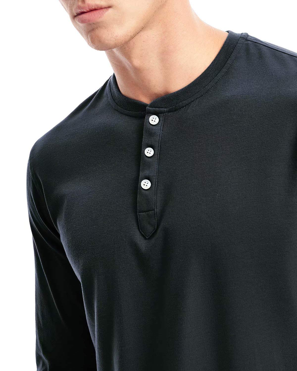 Men's Cotton Blend Henley Shirts - Long Sleeve Casual Button Down T-Shirts for Everyday Wear, Work & Outdoor Activities