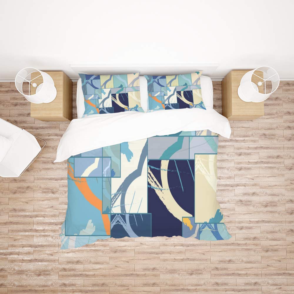 3-Piece Breathable Comforter Cover Set with Pillow Shams - Ultra Soft All-Season Bedding in Abstract Farmhouse Design | Perfect for Home, Hotel & Resort Decor