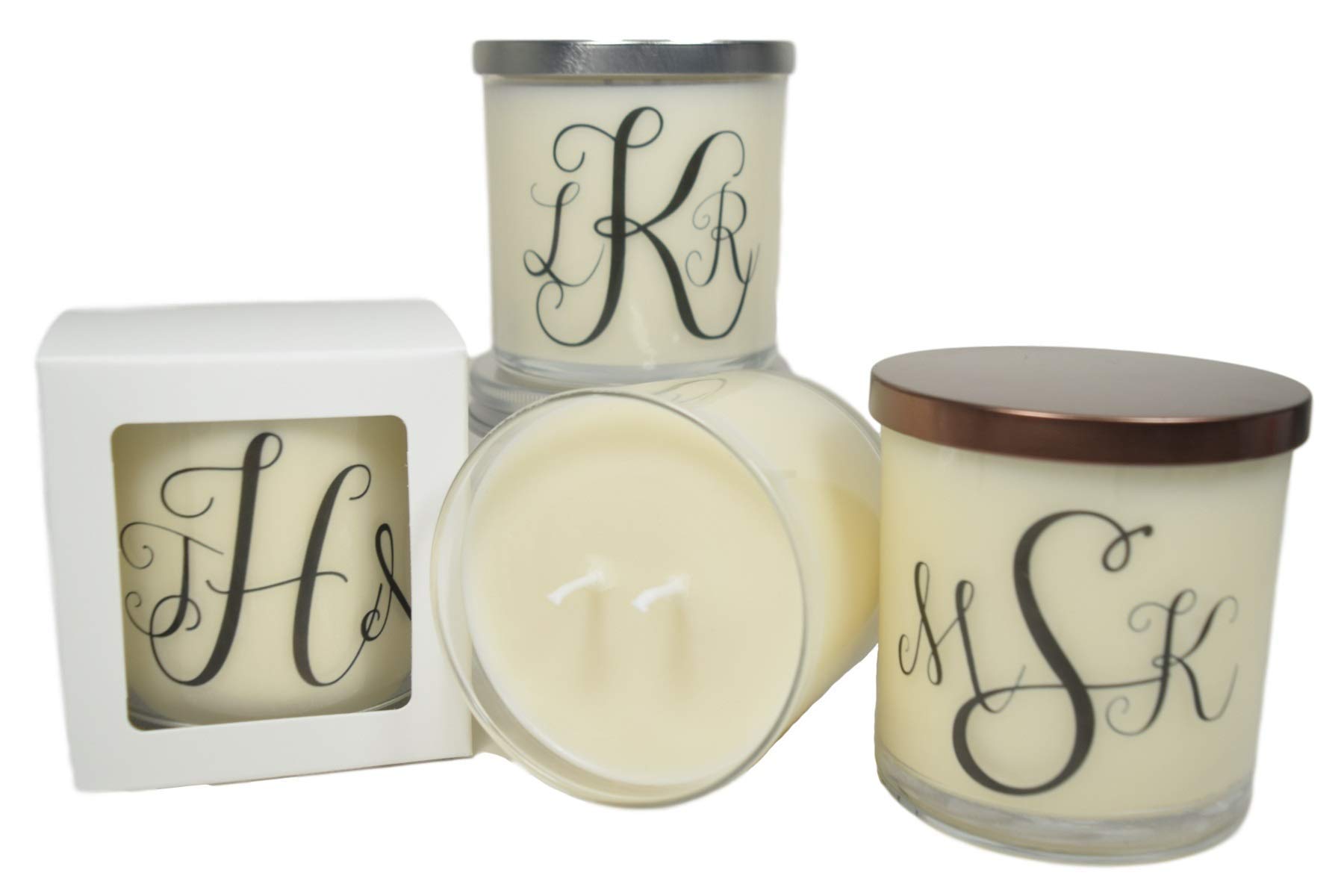 Personalized Monogram Soy Candle - 12oz Natural Scented Handmade Candle in Glass Jar, Custom Initial Gift for Home Decor, Wedding Favors & Relaxation Aromatherapy