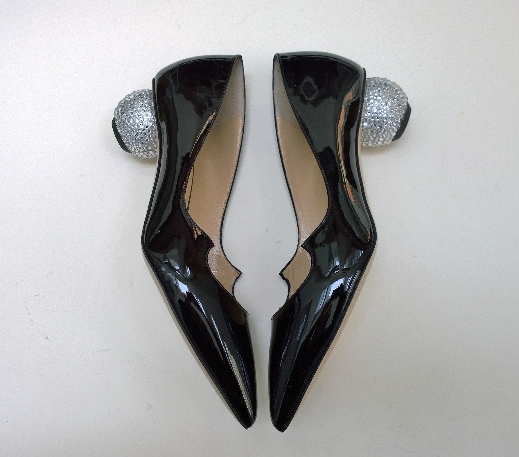 Paul Andrew Ankara Black Patent Rhinestone Jewel Heels - Elegant Evening Shoes for Women, Perfect for Weddings, Parties & Special Occasions