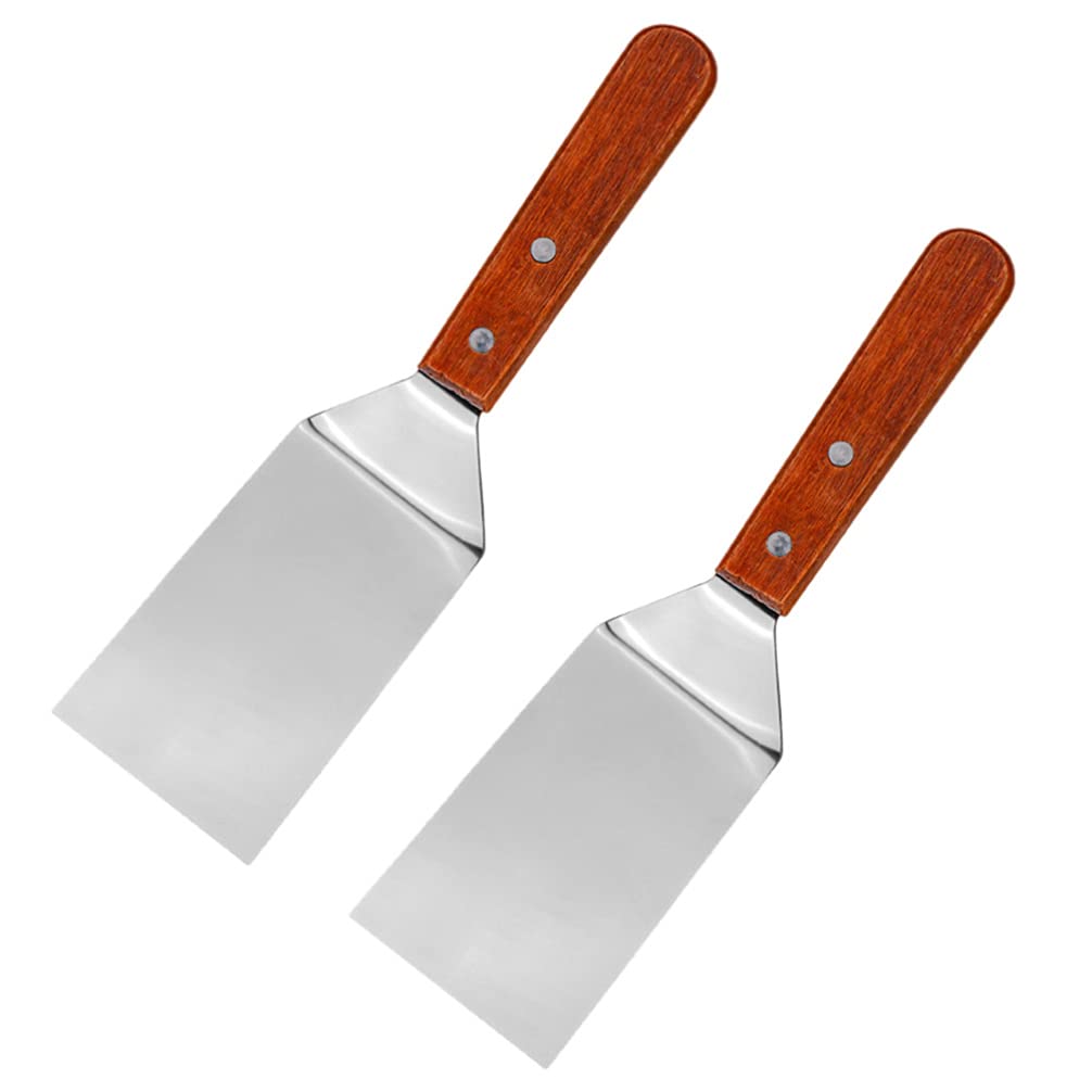 Cabilock 2-Piece Wooden Steak Spatula Set - Heavy Duty Cake & Egg Turner for BBQ, Baking, and Cooking - Perfect for Grilling, Flipping Pancakes, and Serving Desserts