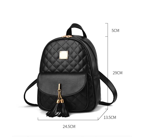 Cute Mini Leather Backpack Purse for Women - 2-PCS Fashion Backpack with Bowknot (White) for School & Travel