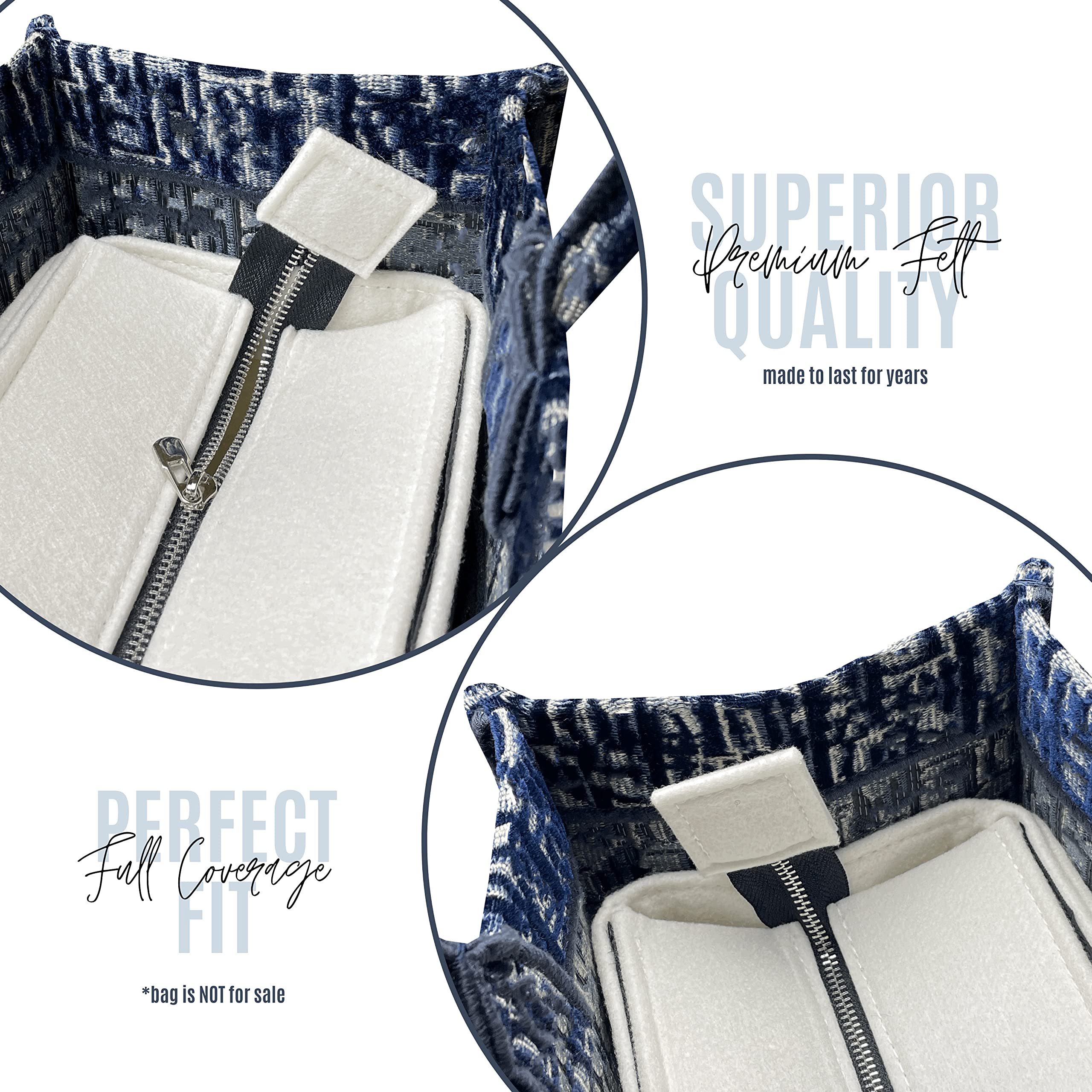 Premium Felt Handmade Book Tote Organizer Insert - Best Fit for Small & Medium Book Tote Bags (Navy) | Perfect for Office, Travel & Daily Essentials Storage