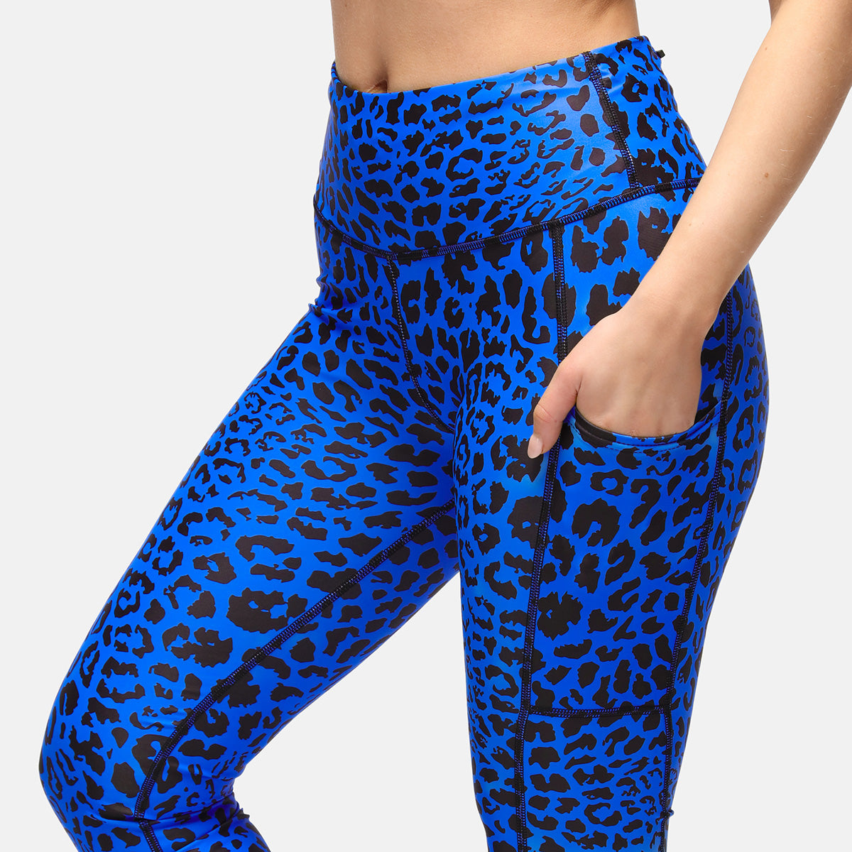 Cobalt Blue Cat Print Leggings for Women - Stretchy Comfortable Yoga Pants for Workout, Lounge & Casual Wear