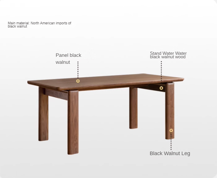 Premium Black Walnut Solid Wood Modern Dining Table - 6 Seater Rustic Farmhouse Style - Perfect for Dining Room, Kitchen & Open Concept Living Spaces