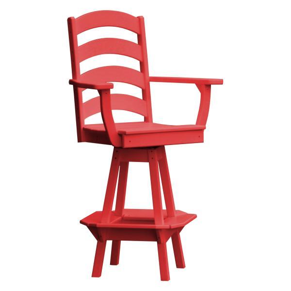 Swivel Bar Stool with Ladder Back & Arms - Adjustable Height Counter Stool for Kitchen Island, Dining & Home Bar