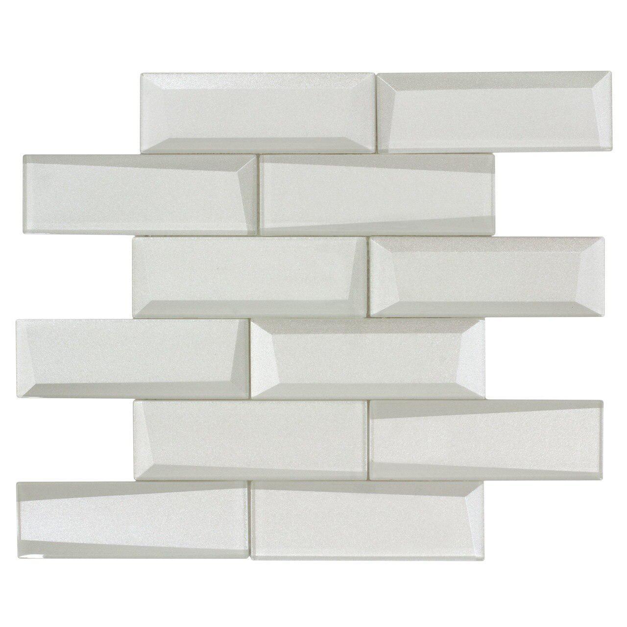 Premium White Glass Wall Tile 2x6 Inches - Modern Kitchen & Bathroom Backsplash, Shower Surround, and Accent Wall Decor