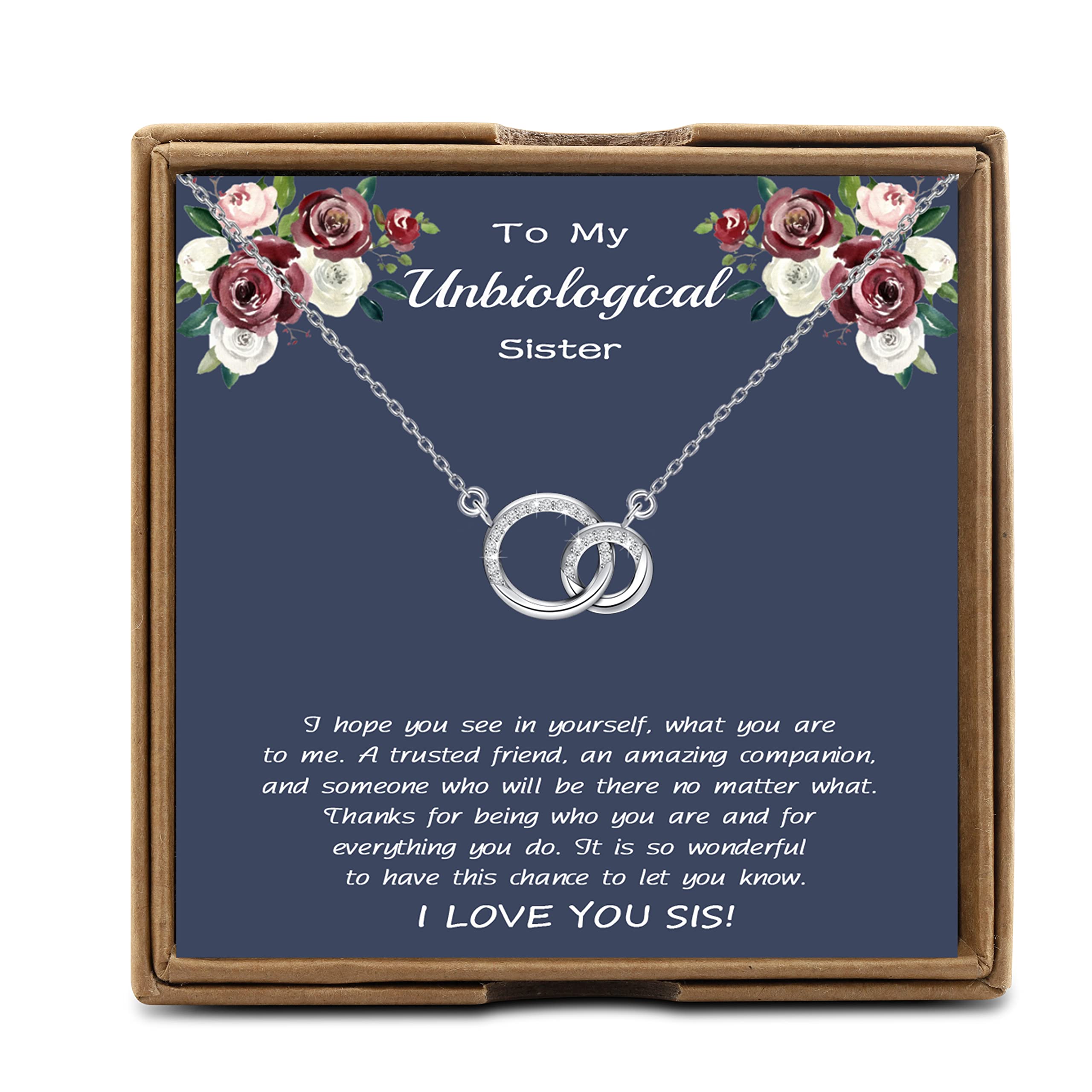 OKEYCH Bonus Sister Necklace - Unique Unbiological Sister Gift, Soul Sister Jewelry for Best Friend, Sister in Law & BFF Birthday Present - Perfect for Anniversaries, Christmas & Friendship Day Gifts