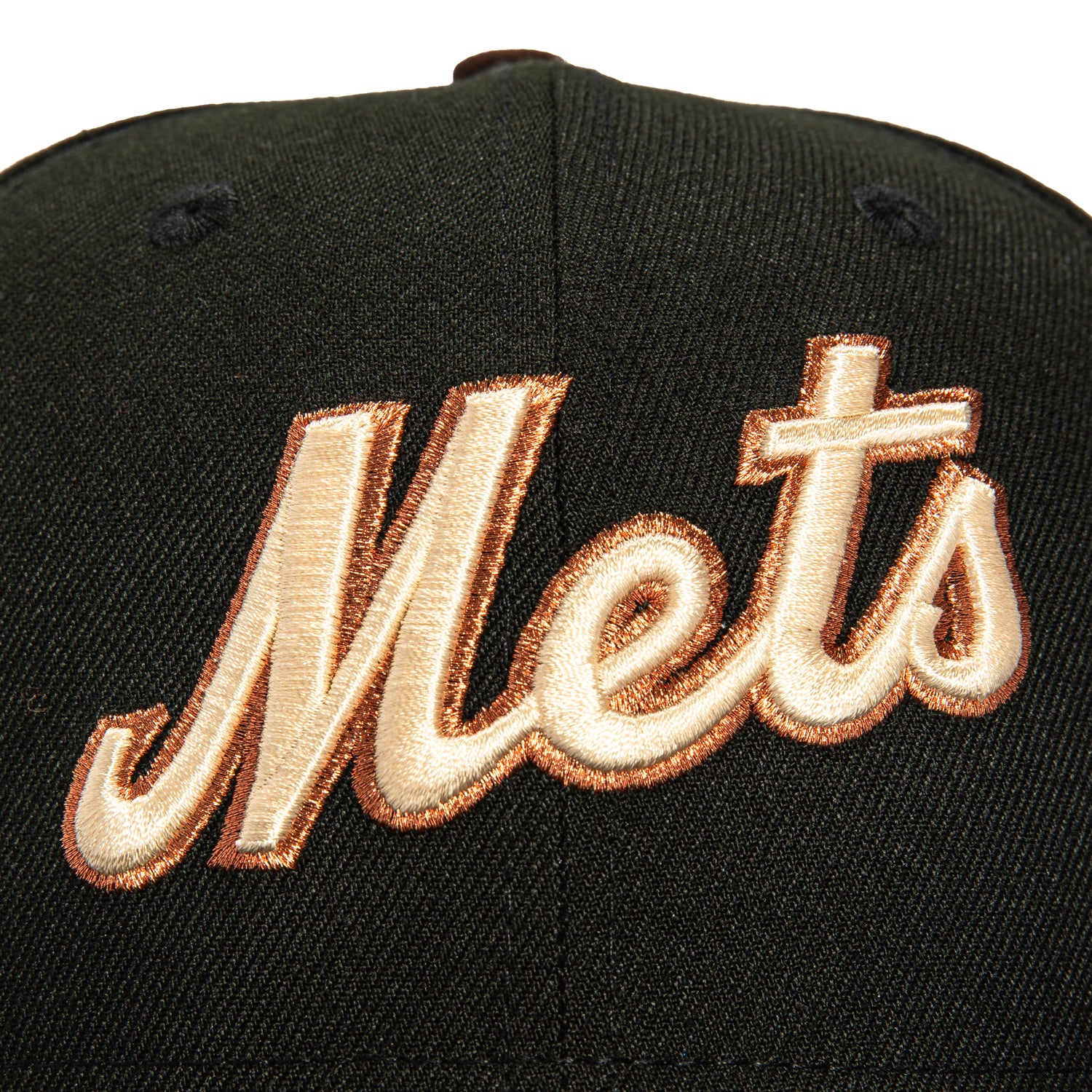 New Era 59Fifty New York Mets 25th Anniversary Patch Script Baseball Cap - Black, Brown, Metallic Copper - Perfect for MLB Games, Sports Events & Streetwear Fashion