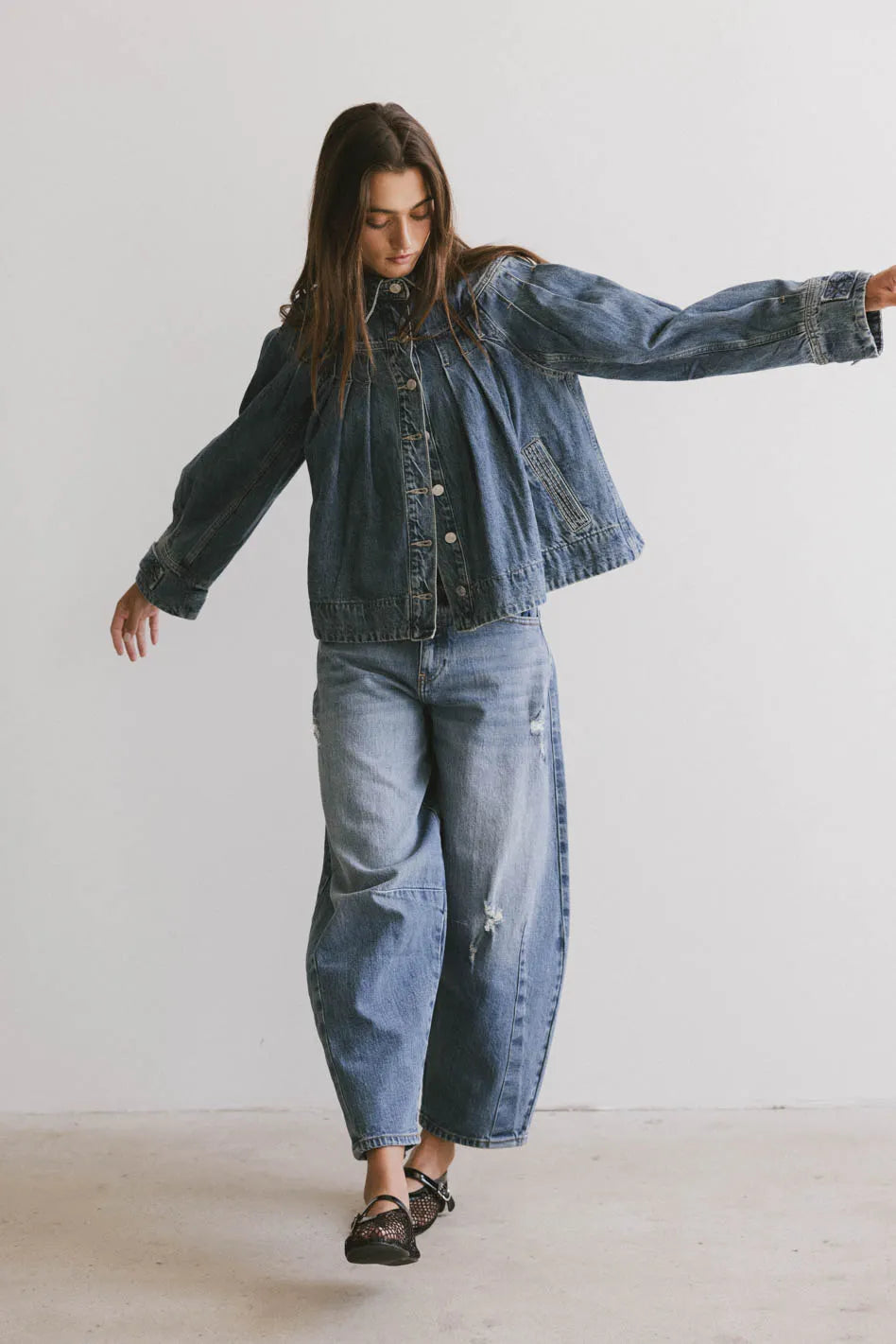 Lennon Denim Jacket for Women - Vintage Distressed Denim Jacket with Button Front & Chest Pockets - Perfect for Casual Outfits, Music Festivals & Streetwear Fashion
