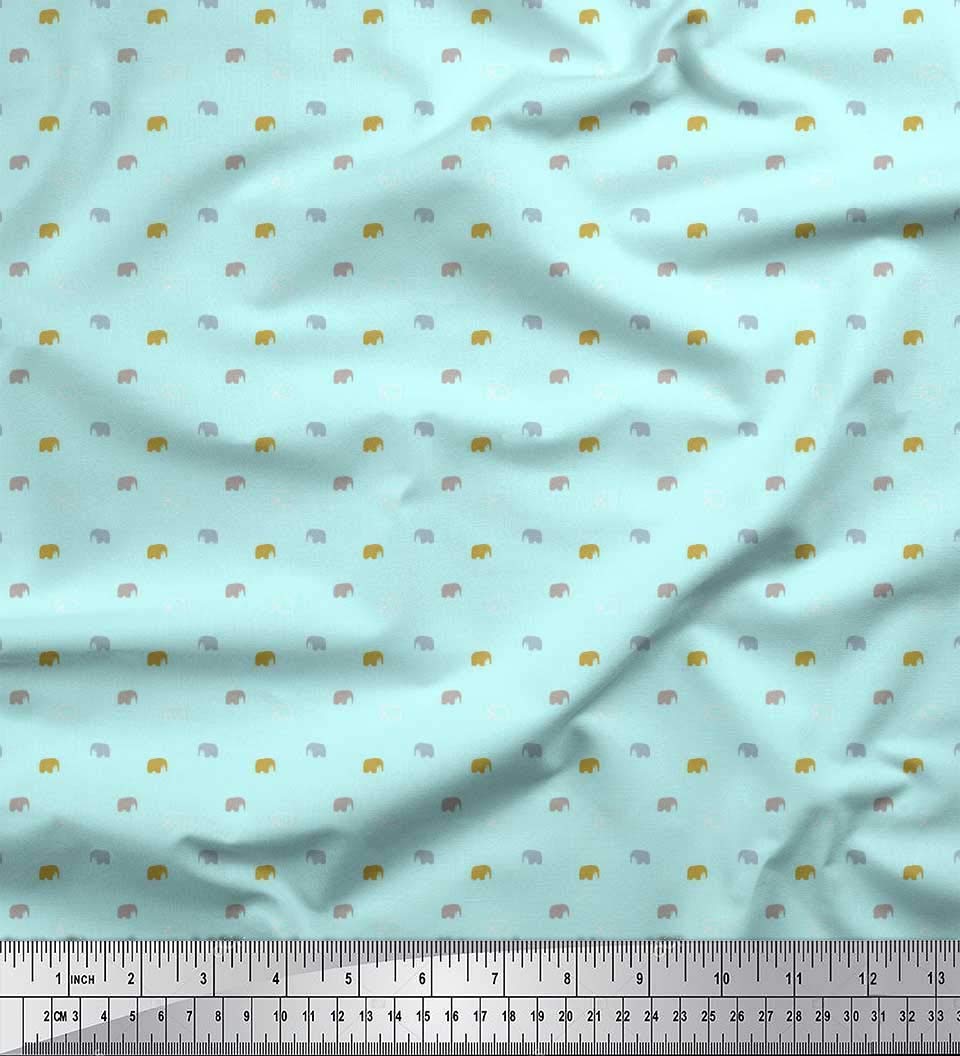 Soimoi Moss Georgette Brown Fabric by The Yard - 42 Inch Wide Baby Elephant Print Cotton Shirting Fabric for Dresses, Blouses & DIY Sewing Projects - Elegant Animal Print Material for Women's Fashion