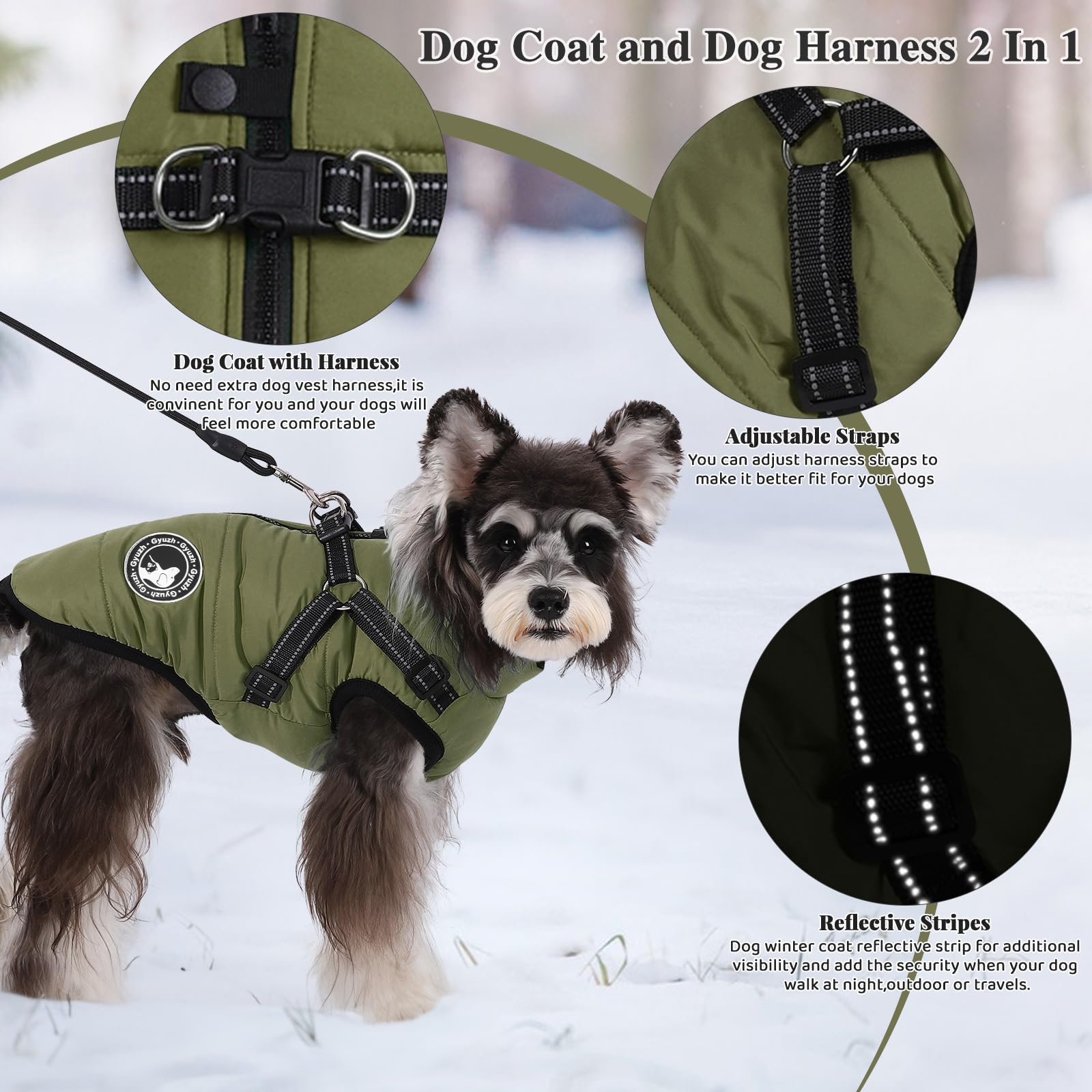 Waterproof Fleece Dog Coat with Reflective Harness - Winter Jacket for Small, Medium & Large Dogs | Warm Puppy Clothes for Outdoor Walks & Cold Weather Protection