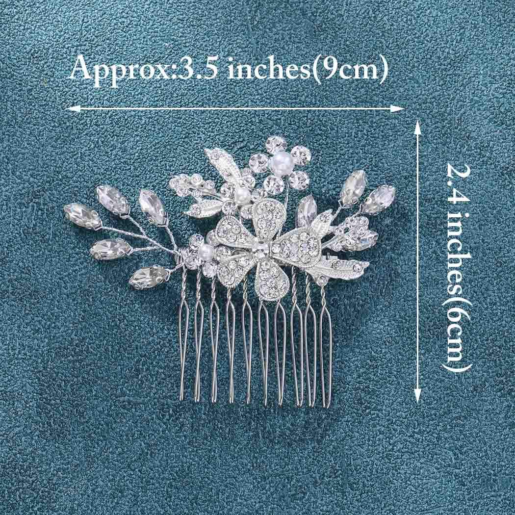 Sparkling Silver Rhinestone Flower Bridal Hair Comb – Elegant Wedding Hair Accessories for Women & Girls (A-Silver) | Perfect for Brides, Bridesmaids, Prom & Special Occasions