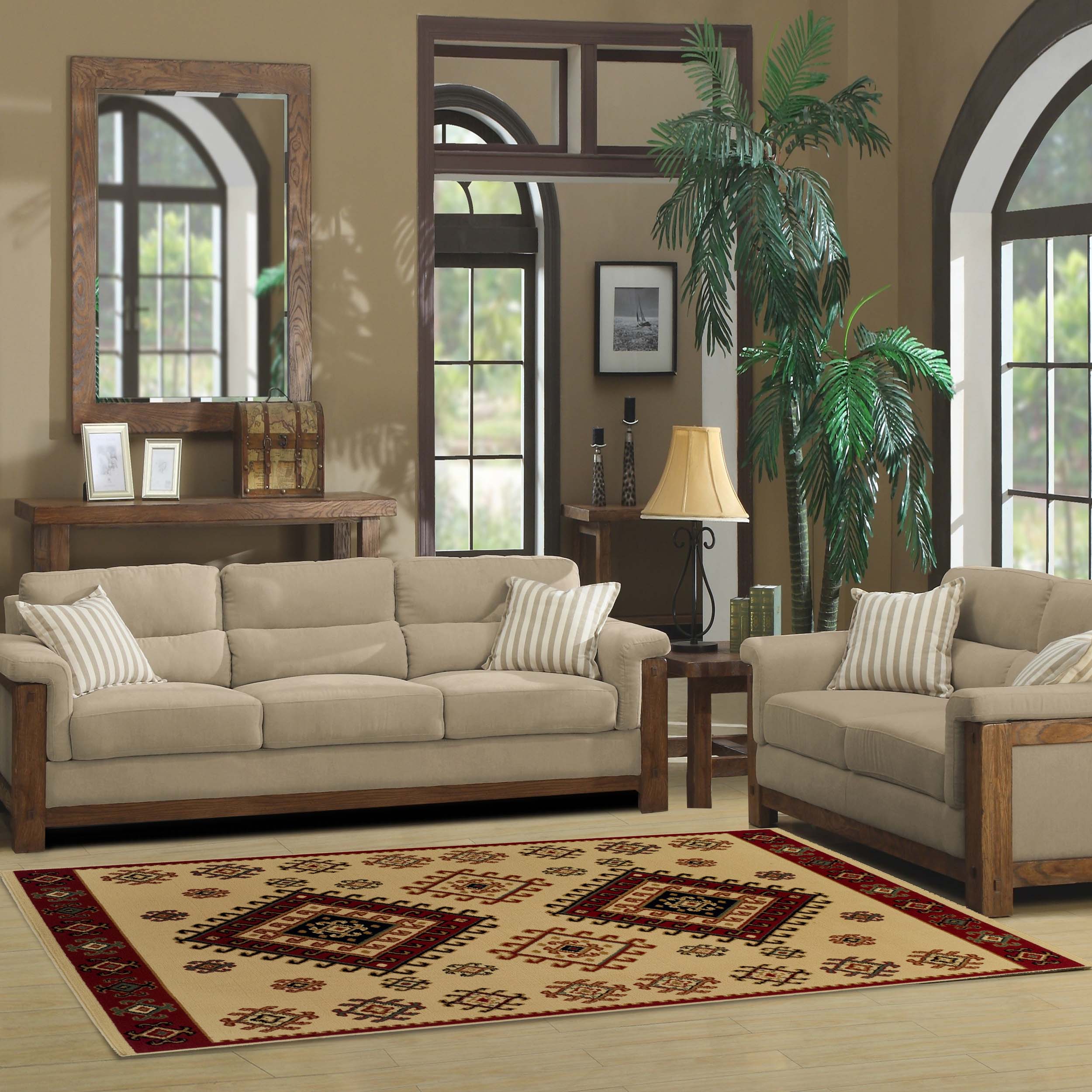 Southwestern Medallion Ultra Soft Indoor Area Rug or Runner - Non-Slip Bohemian Style Carpet for Living Room, Bedroom, Hallway - Perfect for Home Decor & Cozy Spaces
