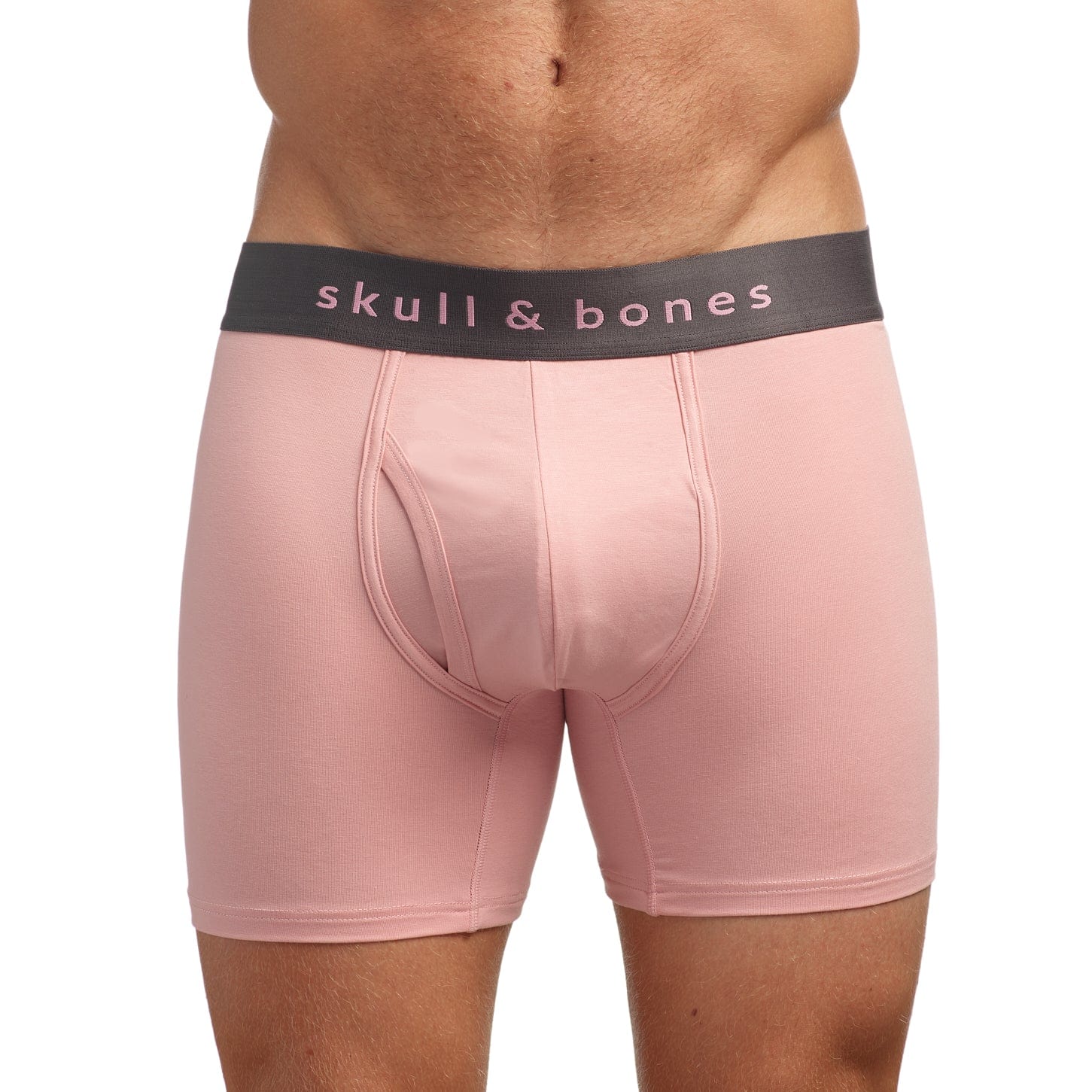 Just the Bones Boxer Briefs for Men - Soft Cotton Stretch Underwear in Pink | Comfortable Everyday Wear & Lounge