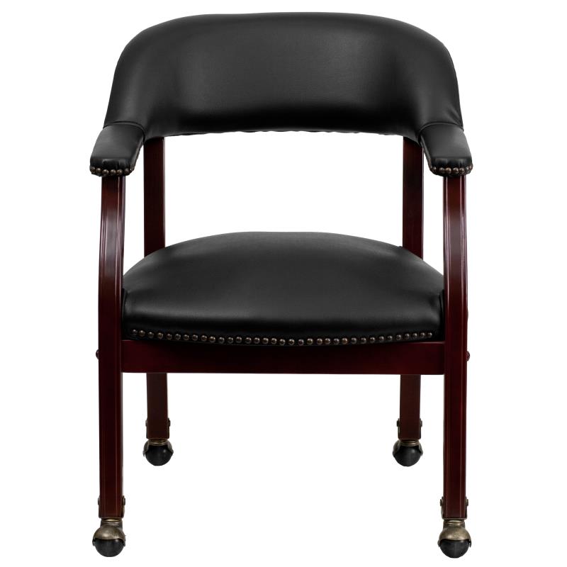 Premium FLASH Vinyl Conference Chair with Accent Nailhead Trim & Smooth-Rolling Casters - Ergonomic Office Chair for Executive Meetings, Home Office & Professional Workspaces