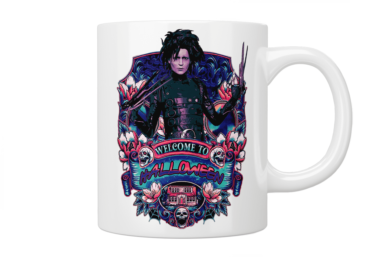 Edward Scissorhands Halloween Coffee Mug - Gothic Movie Themed Ceramic Cup for Hot Drinks - Perfect for Halloween Parties, Tim Burton Fans & Coffee Lovers