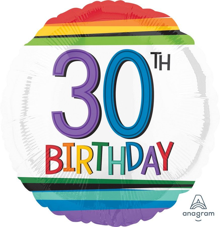 45cm Standard HX Rainbow Birthday Balloons (30 Pack) - Perfect for Birthday Parties, Baby Showers & Festive Decorations