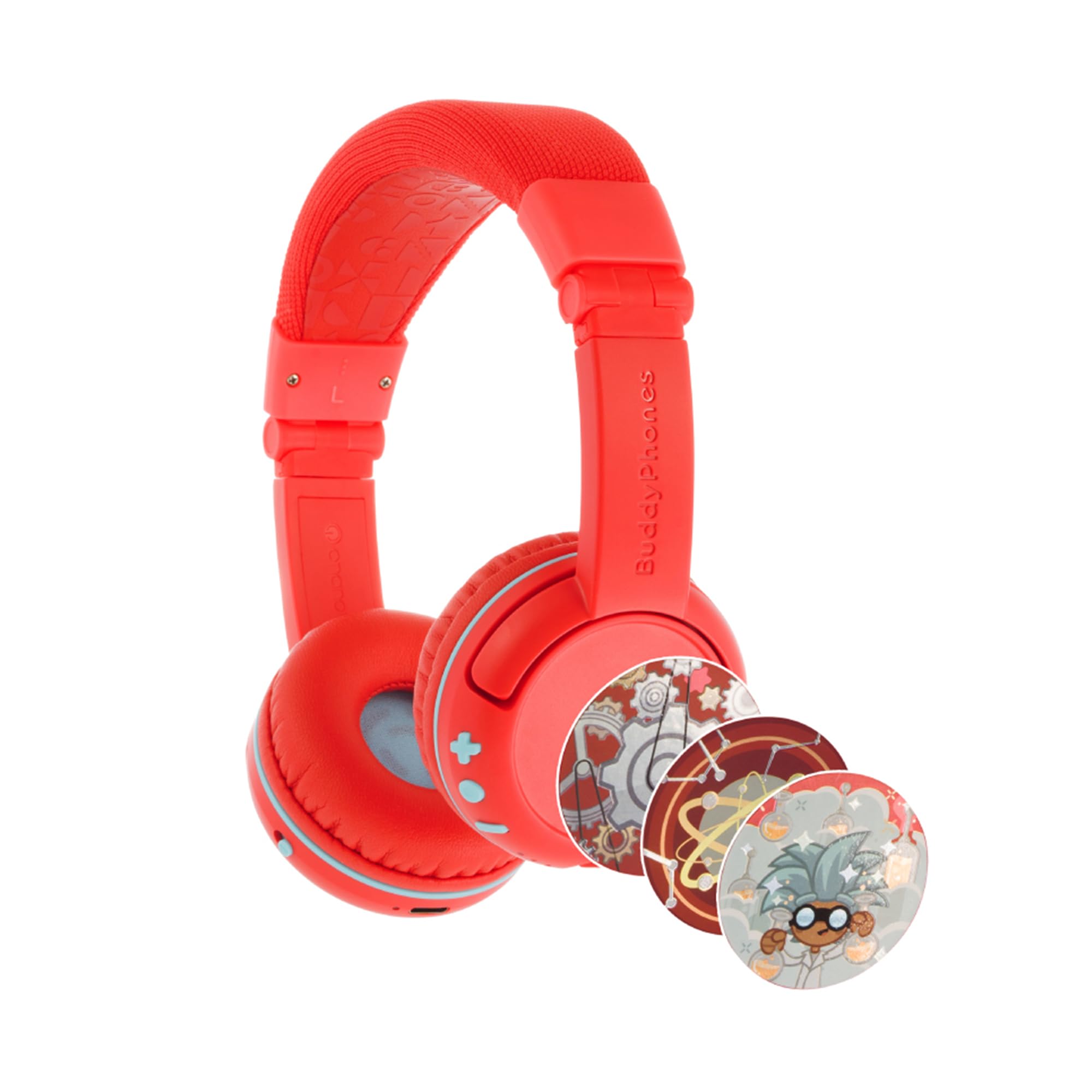 Wireless Bluetooth Kids Headphones for Ages 3-7 - Comfortable & Safe On-Ear Design with Volume Limiter (Red) - Perfect for Online Learning, Travel & Home Use