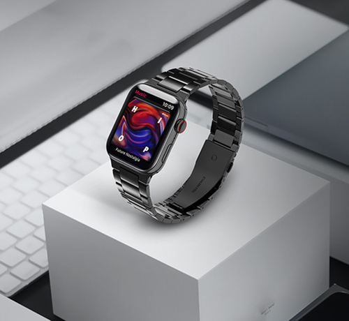 Premium Stainless Steel Band for Apple Watch 42mm 44mm - Black | Durable Metal Strap for Workout, Office & Everyday Wear
