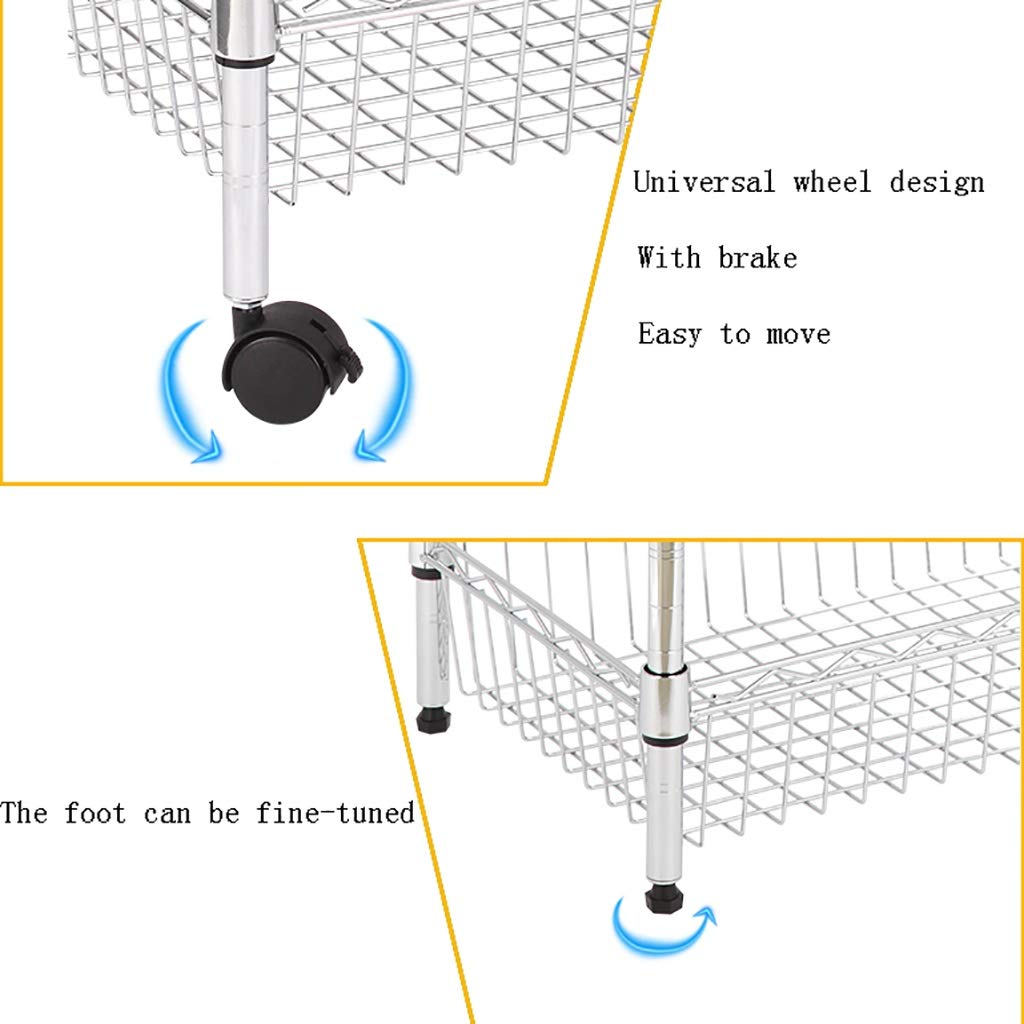 4-Tier Metal Kitchen Storage Cart with Wheels - Multifunctional Rolling Organizer for Fruits, Vegetables, Bathroom & Home Organization (50x35x90cm) - Perfect for Small Spaces, Pantry Storage & Mobile Kitchen Use