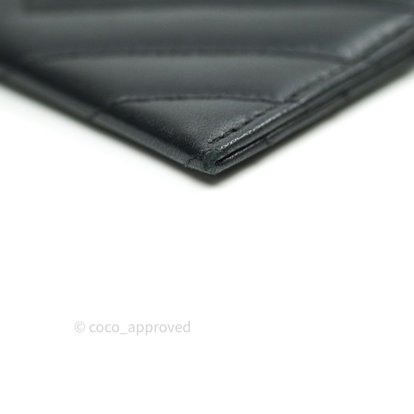 Chanel Chevron Classic Black Lambskin Card Holder with Gold Hardware - Slim Wallet for Women, Perfect for Everyday Use & Travel
