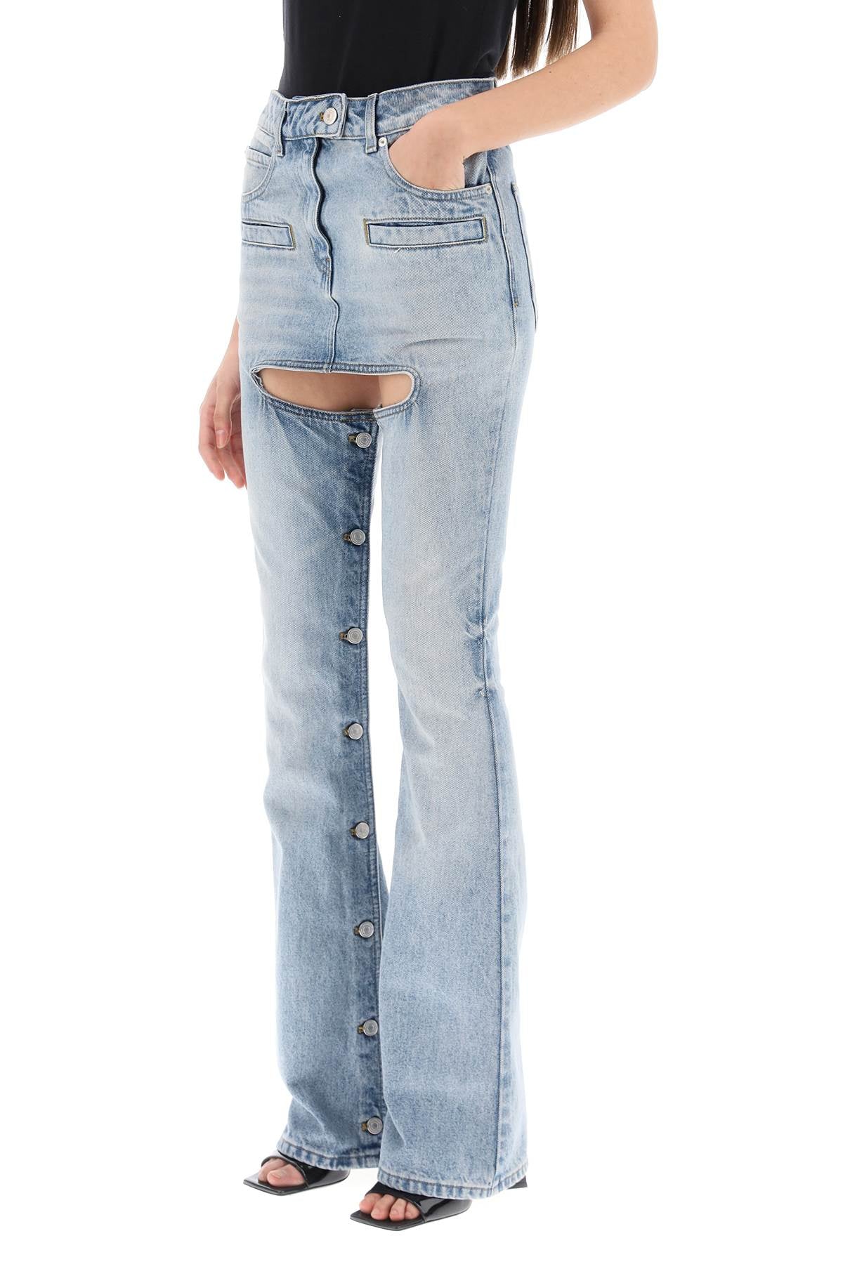 Courreges 'Chaps' High Waist Distressed Jeans with Cut Out Details - Perfect for Casual Outings and Night Out Looks