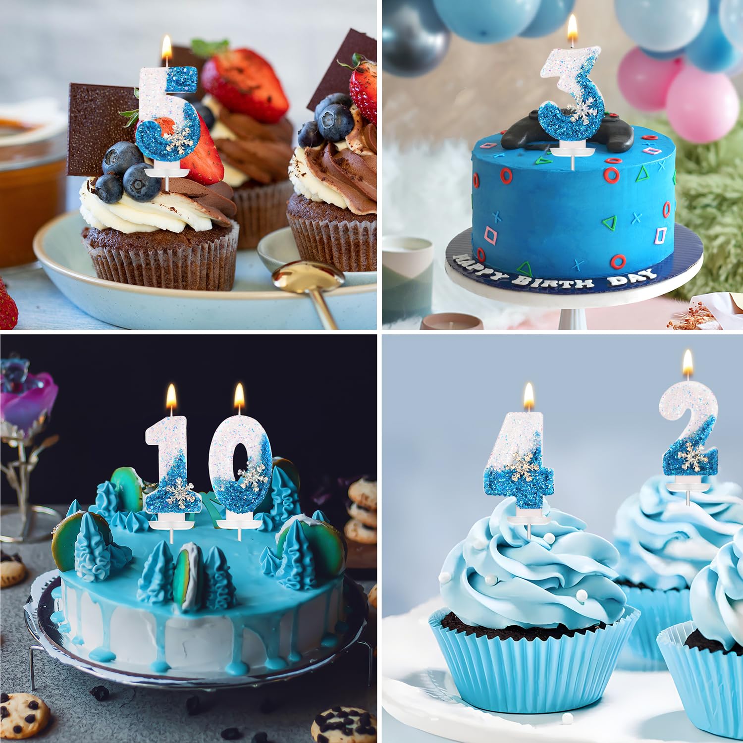 Frozen 0-9 Snowflake Candles for Birthday Wedding Cake Decor