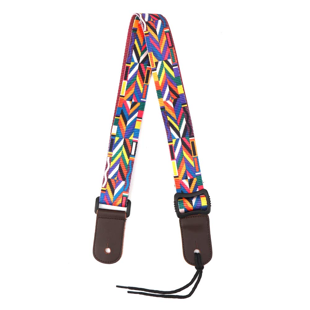 Vbestlife Adjustable Guitar Strap - Colorful PU Leather Strap for Ukulele, Acoustic Guitar & Bass - Comfortable & Durable Musical Instrument Accessory - Perfect for Live Performances, Studio Sessions & Practice