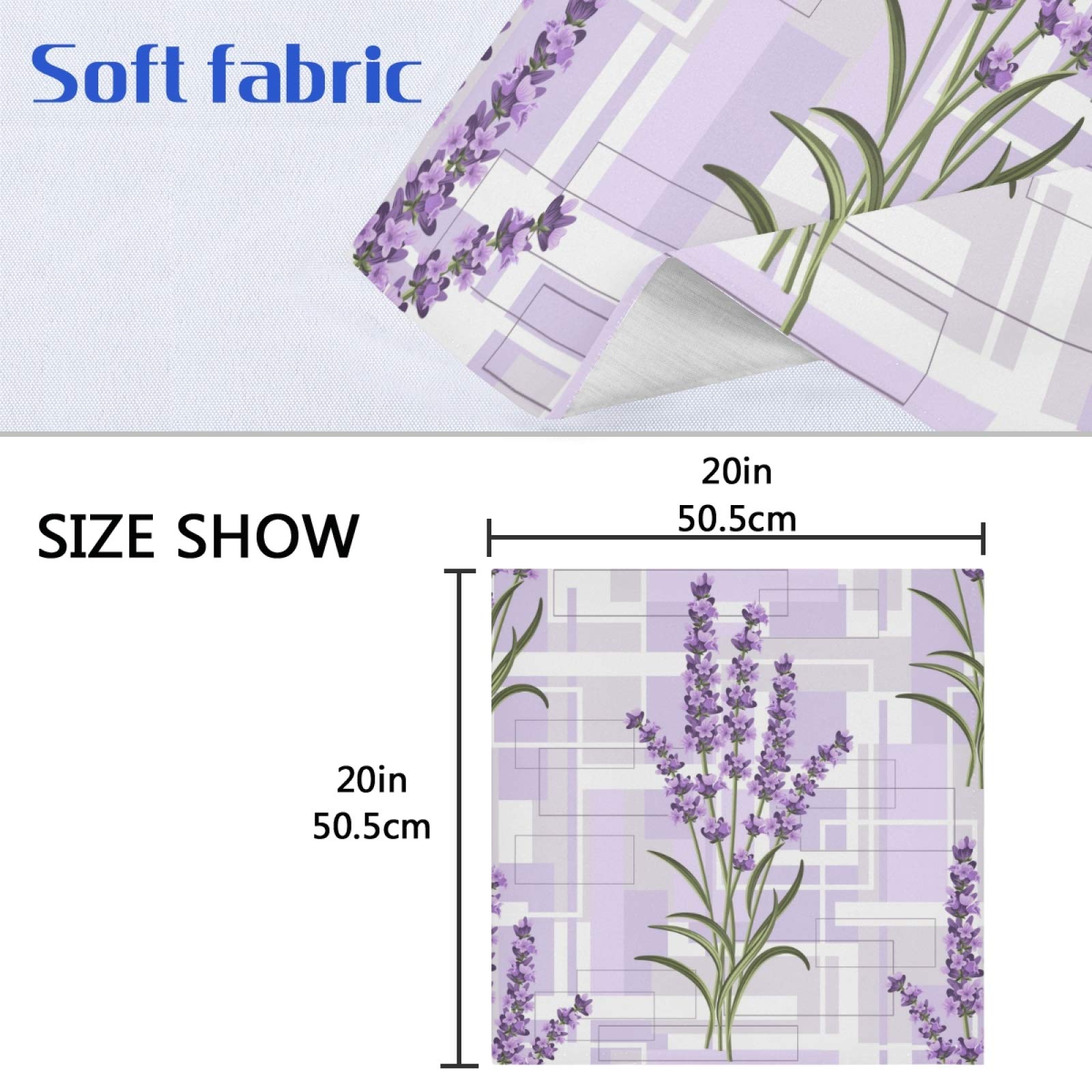 Lavender Floral Cloth Napkins Set of 4 - Soft Washable Polyester Dinner Napkins 20x20 Inches with Hemmed Edges - Elegant Table Linens for Wedding, Party, Holiday Dinner & Home Decor