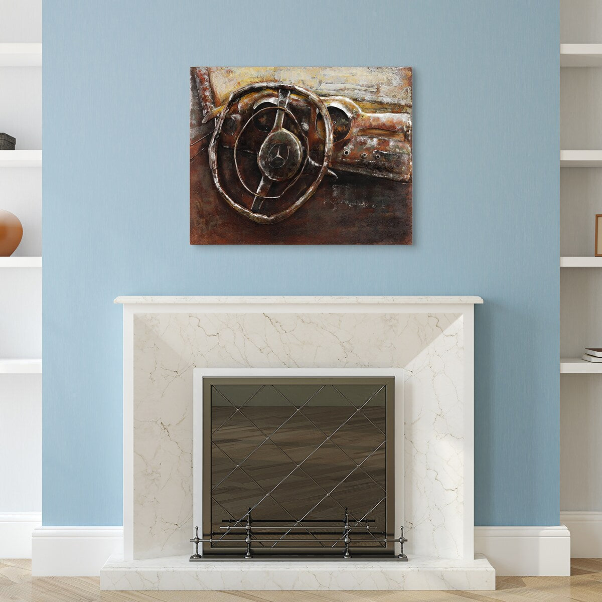 Benz Mixed Media Iron Hand-Painted 3D Wall Art - Unique Home Decor for Living Room, Bedroom & Office