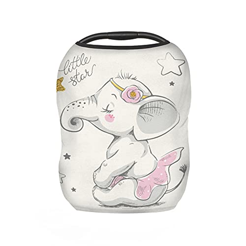 Cute Elephant Baby Car Seat Cover for Girls & Boys - Soft Nursing Cover & Stroller Canopy for High Chair & Shopping Cart | TropicalLife Baby Essentials for Travel & Outings