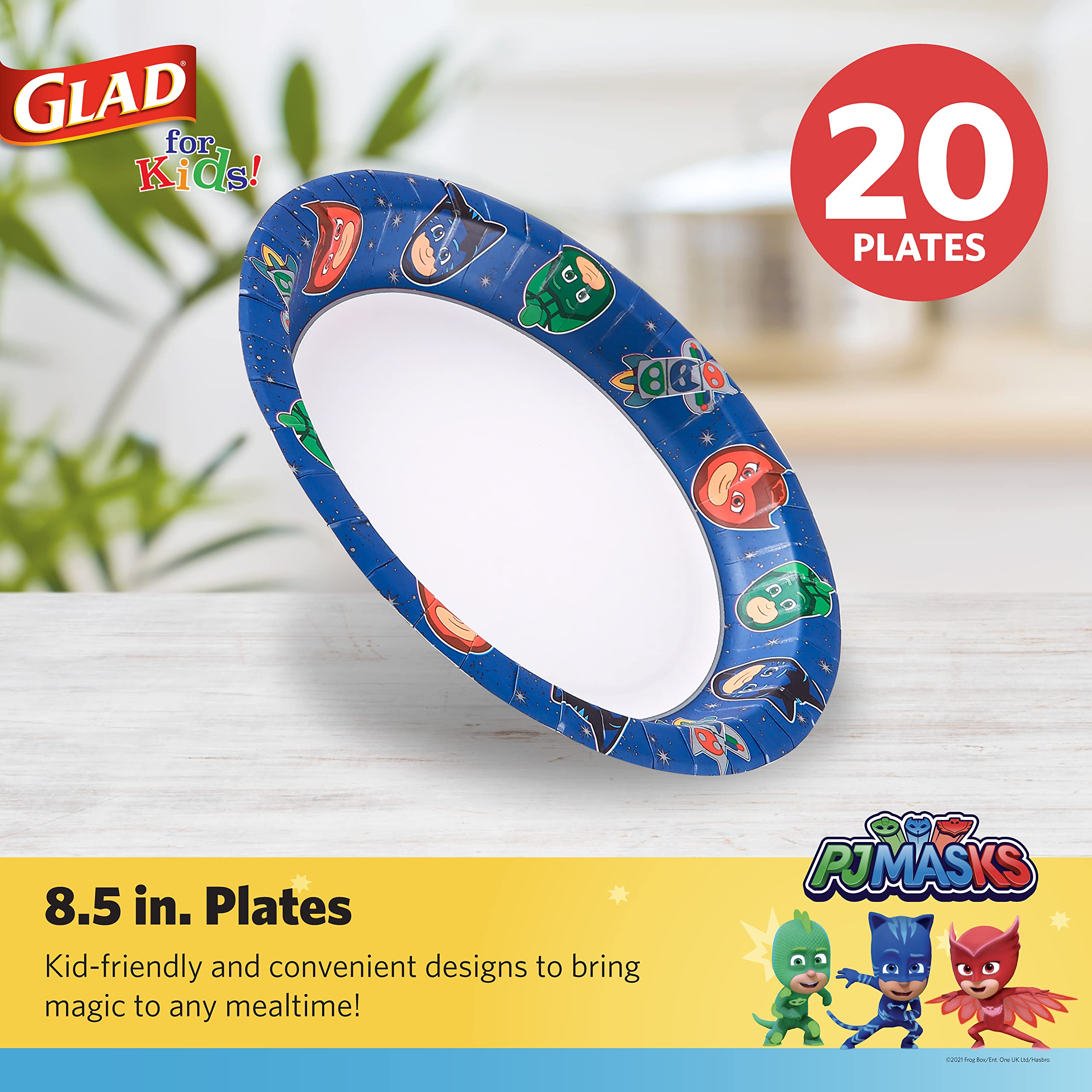 PJ Masks Space Themed Paper Plates for Kids - 8.5 Inch Disposable Dinnerware Set of 20 | Heavy Duty, Soak Proof, Microwavable & Cut Resistant | Perfect for Birthday Parties, Picnics & Family Gatherings