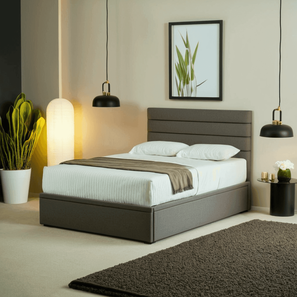 Holden Belgium Fabric Storage Bed - Water Repellent Queen Size Platform Bed with Underbed Storage | Perfect for Small Bedrooms, Dorms & Apartments