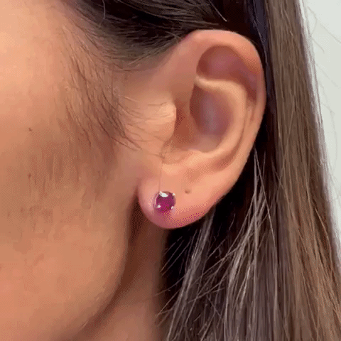 14K Gold Red Ruby Round Stud Earrings 2.00ct - Elegant Jewelry for Women, Perfect for Parties, Weddings & Special Occasions