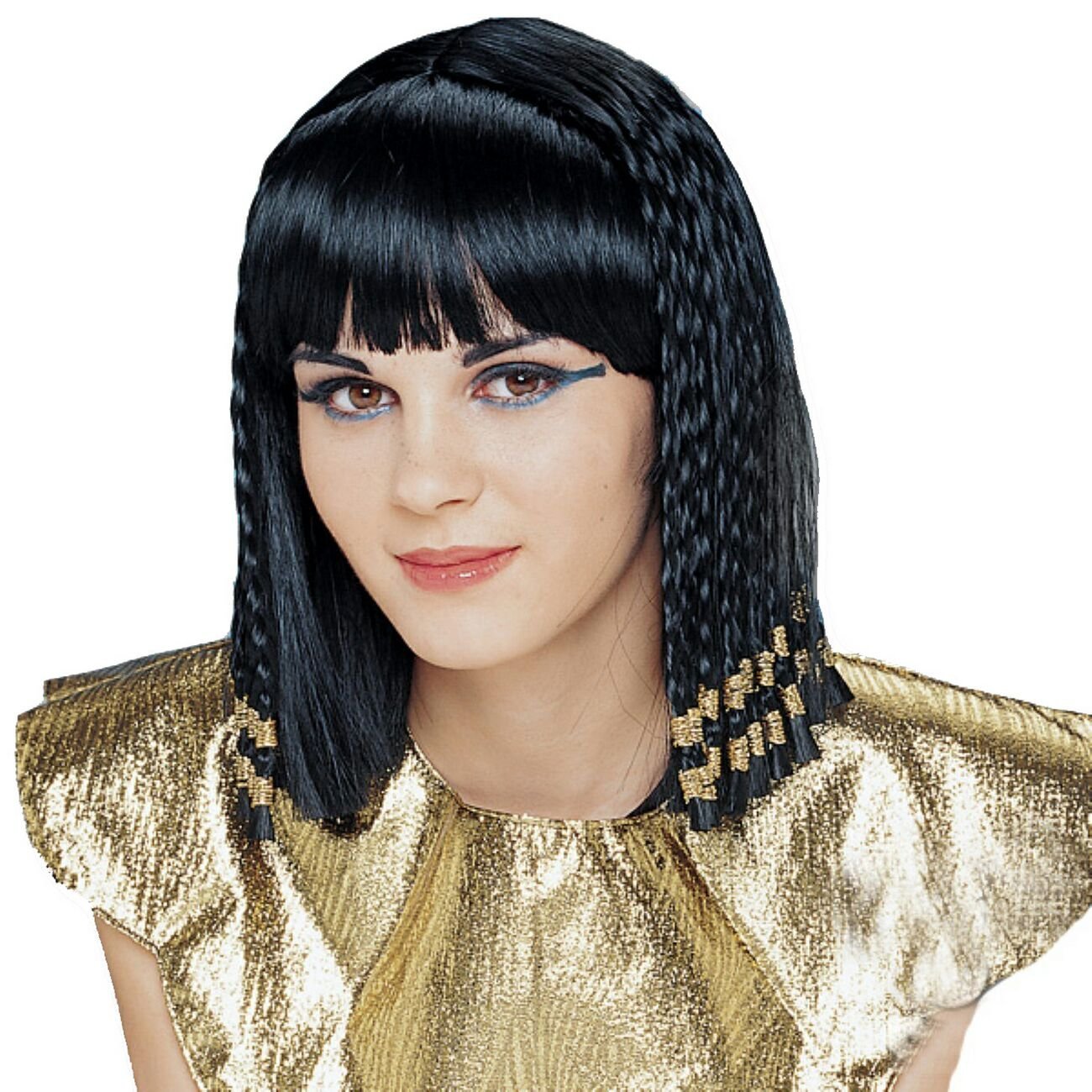 WMU Queen of The Nile Costume Wig - Black Long Curly Synthetic Hair for Cosplay, Halloween, Themed Parties & Dress-Up - One Size Fits Most