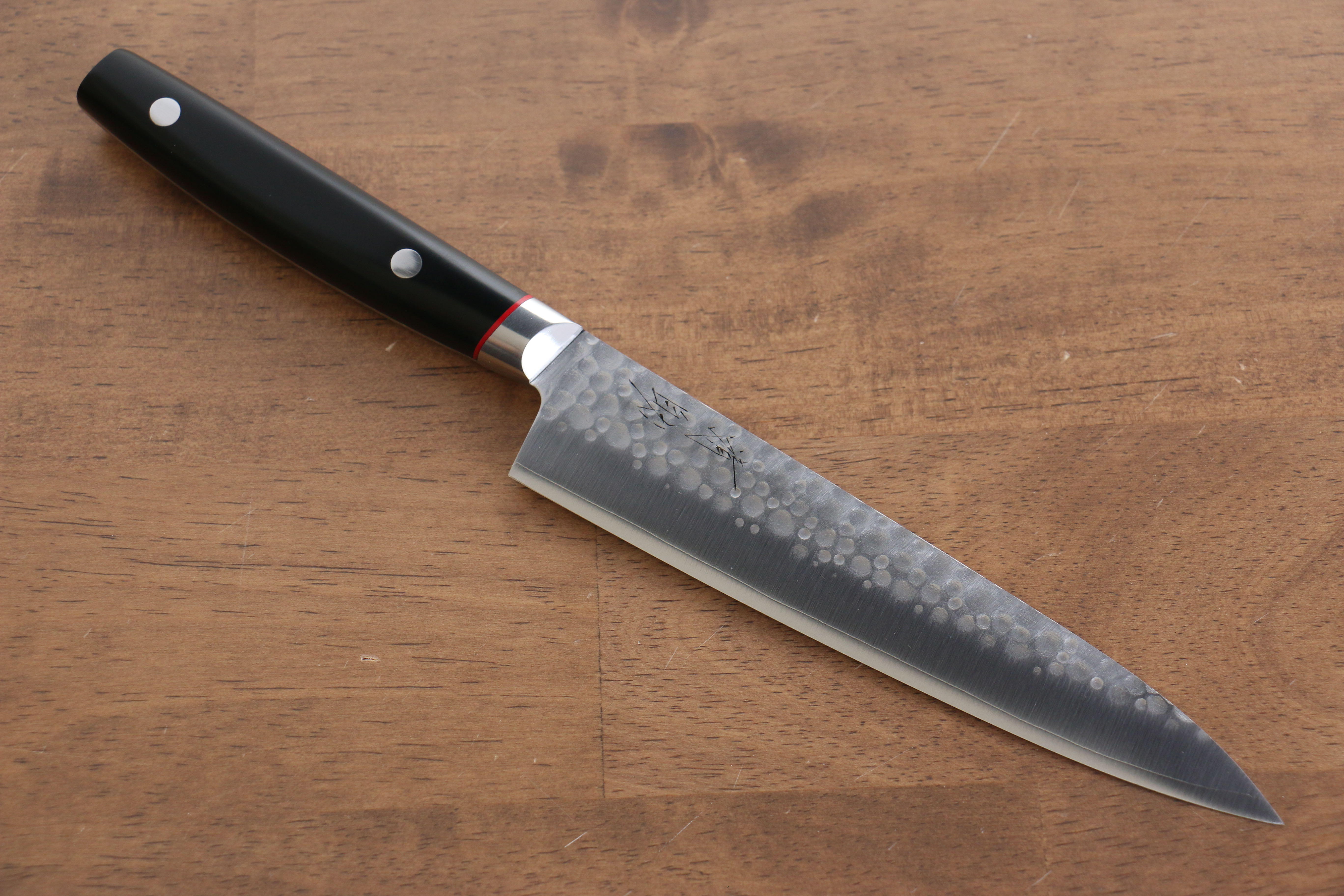 Seisuke PRO J VG10 Hammered Petty Utility Knife 150mm - Black Micarta Handle Japanese Kitchen Knife for Slicing, Chopping & Precision Cutting - Perfect for Home Chefs & Professional Kitchens
